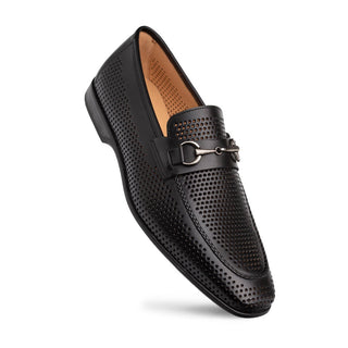 Mezlan E20692 Men's Shoes Black Perforated Calf-Skin Leather Slip-On Horsebit Loafers (MZ3630)-AmbrogioShoes