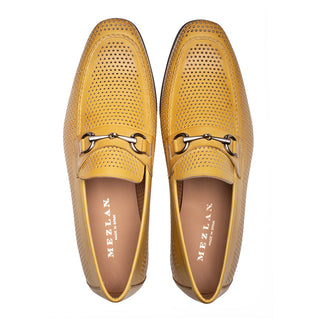Mezlan E20692 Men's Shoes Yellow Perforated Calf-Skin Leather Slip-On Horsebit Loafers (MZ3629)-AmbrogioShoes