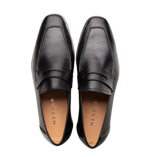 Mezlan E20693 Men's Shoes Black Deer-Skin Leather Penny Loafers (MZ3604)-AmbrogioShoes