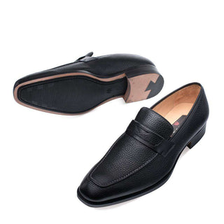 Mezlan Elche Men's Shoes Black Calf-Skin & Deer-Skin Loafers 9139 (MZ3036)-AmbrogioShoes