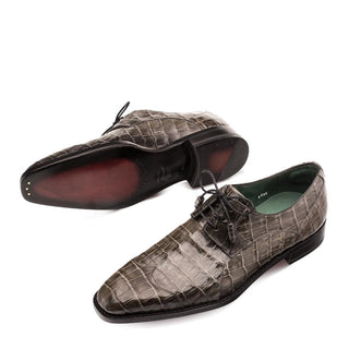 Mezlan Elegant Full Exotic Wing Tip Blucher Genuine Alligator Gray Oxfords (MZ3185)-AmbrogioShoes