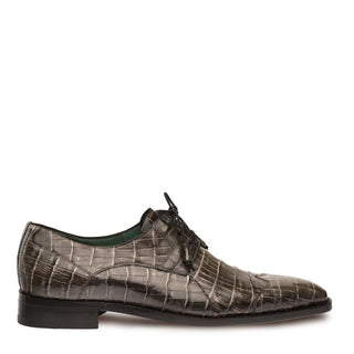 Mezlan Elegant Full Exotic Wing Tip Blucher Genuine Alligator Gray Oxfords (MZ3185)-AmbrogioShoes