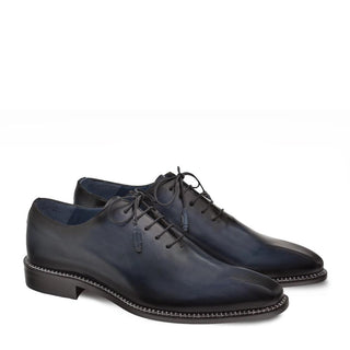 Mezlan Enterprise 9744 Men's Shoes Blue Plain Calf-Skin Leather Oxfords (MZ3239)-AmbrogioShoes