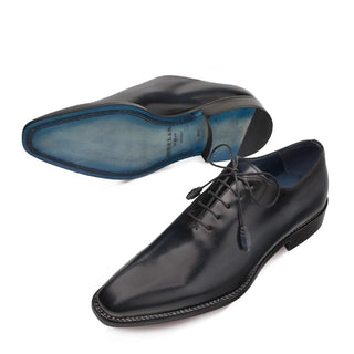 Mezlan Enterprise 9744 Men's Shoes Blue Plain Calf-Skin Leather Oxfords (MZ3239)-AmbrogioShoes