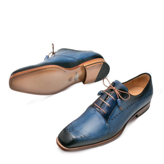 Mezlan Entourage Men's Shoes Electric Blue Calf-Skin Leather Oxfords 9367 (MZ3163)-AmbrogioShoes