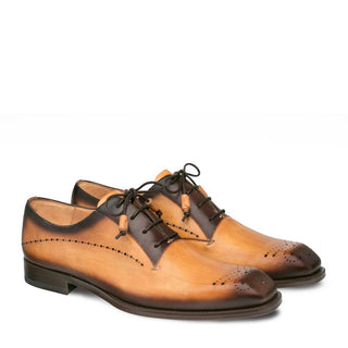 Mezlan Entourage Men's Shoes Mustard Brown Calf-Skin Leather Oxfords 9367 (MZ3164)-AmbrogioShoes