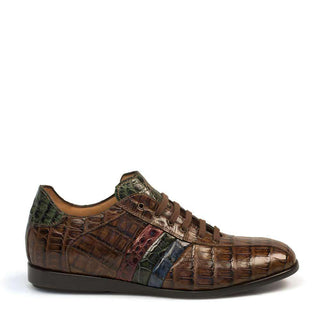 Mezlan Eros Mens Luxury Shoes Brown Multi Genuine Crocodile Sneakers 4321-F (MZ2361)-AmbrogioShoes