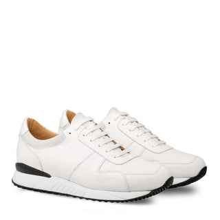 Mezlan Fabio Men's Shoes White Snake-Skin & Suede Leather Sneakers 4515-SN (MZ3184)-AmbrogioShoes