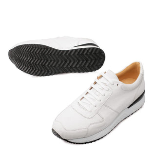 Mezlan Fabio Men's Shoes White Snake-Skin & Suede Leather Sneakers 4515-SN (MZ3184)-AmbrogioShoes