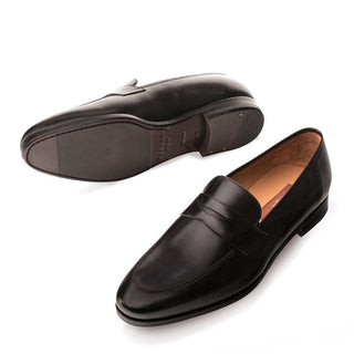 Mezlan Fabrizi Men's Luxury Shoes Black Antiqued Italian Leather Loafers 18985(MZ2730)-AmbrogioShoes
