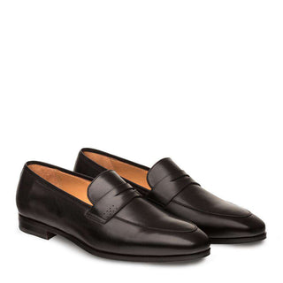 Mezlan Fabrizi Men's Luxury Shoes Black Antiqued Italian Leather Loafers 18985(MZ2730)-AmbrogioShoes