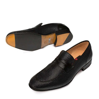 Mezlan Faro Black Calskin Quintessential Slip On Penny Loafers 8887 (MZ2825)-AmbrogioShoes