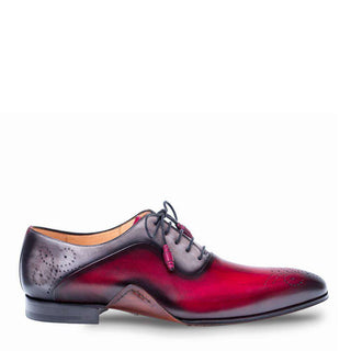 Mezlan Ferrara Mens Luxury Shoes Burgundy & Grey Calfskin Oxfords 8450 (MZ2613)-AmbrogioShoes