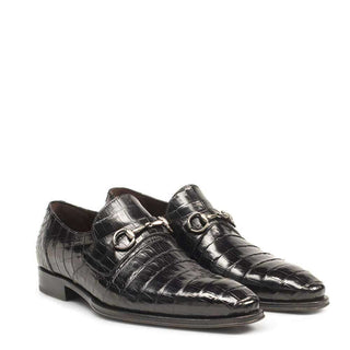 Mezlan Galvani II Men's Luxury Shoes Black Crocodile Loafers 14250-F1(MZ2736)-AmbrogioShoes