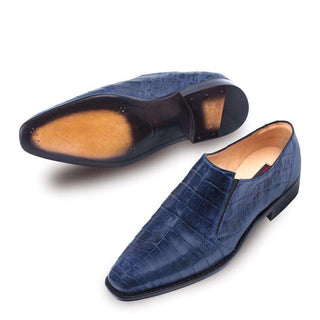 Mezlan Gere Men's Blue Crocodile Loafers 4400-F(MZ2714)-AmbrogioShoes