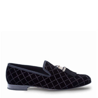 Mezlan Grey Mens Luxury Shoes Black Velvet Loafers 8486 (MZ2604)-AmbrogioShoes