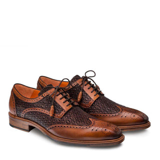 Mezlan Haydn Mens Luxury Shoes Cognac / Brown Oxfords 8878 (MZ2805)-AmbrogioShoes