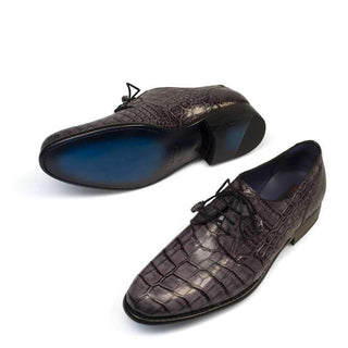 Mezlan Hercules Mens Luxury Shoes Grey Genuine Alligator Oxfords 4325-J (MZ2365)-AmbrogioShoes