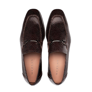 Mezlan Incontri 21163 Men's Shoes Black Snake Embossed Calf-Skin Leather Horsebit Loafers (MZ3708)-AmbrogioShoes