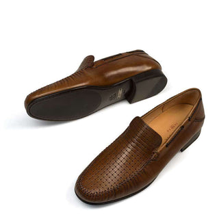 Mezlan Jano Mens Italian Calfskin Cognac Loafers (MZ2914)-AmbrogioShoes