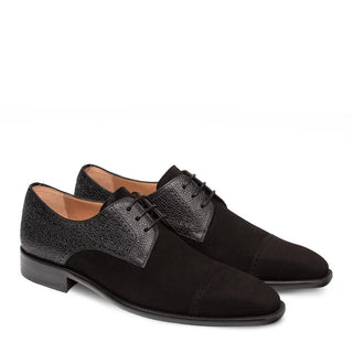 Mezlan Janus 9661 Men's Shoes Black Suede / Calf-Skin Leather Derby Oxfords (MZ3221)-AmbrogioShoes