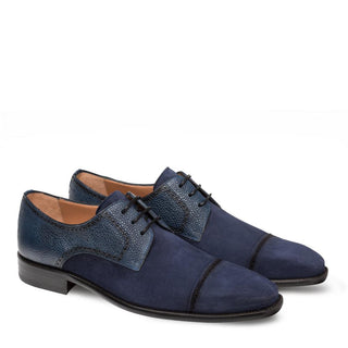 Mezlan Janus 9661 Men's Shoes Blue Suede / Calf-Skin Leather Derby Oxfords (MZ3222)-AmbrogioShoes