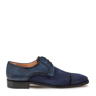 Mezlan Janus 9661 Men's Shoes Blue Suede / Calf-Skin Leather Derby Oxfords (MZ3222)-AmbrogioShoes