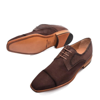 Mezlan Janus 9661 Men's Shoes Brown Suede / Calf-Skin Leather Derby Oxfords (MZ3223)-AmbrogioShoes