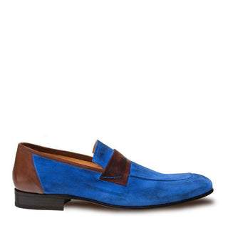 Mezlan Jordi Men's Luxury Shoes Blue & Brown Suede & Calfskin Leather Loafers 9036(MZ2716)-AmbrogioShoes