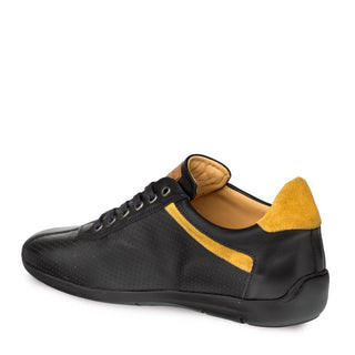 Mezlan Kalem Men's Shoes Black & Mustard Suede & Calf-Skin Leather Sneakers 8485 (MZ3169)-AmbrogioShoes