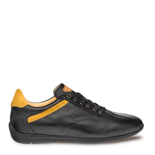 Mezlan Kalem Men's Shoes Black & Mustard Suede & Calf-Skin Leather Sneakers 8485 (MZ3169)-AmbrogioShoes