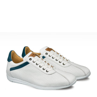 Mezlan Kalem Men's Shoes White and Blue Multi Material Sneakers 9385 (MZ3166)-AmbrogioShoes