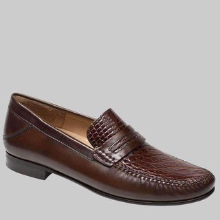 Mezlan Kronos Mens Luxury Shoes Sport Crocodile & Burnished Calfskin Moccasins 7162-C (MZ2389)-AmbrogioShoes