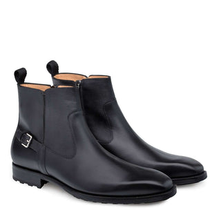 Mezlan Liege Men's Shoes Black Calf-skin and Print Leather Boots 9200 (MZ3038)-AmbrogioShoes