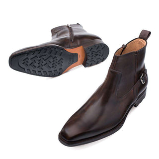 Mezlan Liege Men's Shoes Brown Calf-skin and Print Leather Boots 9200 (MZ3039)-AmbrogioShoes