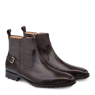 Mezlan Liege Men's Shoes Brown Calf-skin and Print Leather Boots 9200 (MZ3039)-AmbrogioShoes