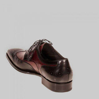 Mezlan Lincoln Mens Luxury Shoes Black & Burgundy Burnished Calfskin Oxfords (MZW2834)-AmbrogioShoes