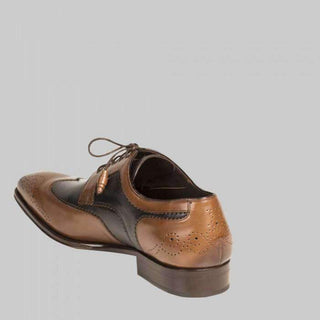 Mezlan Lincoln Mens Luxury Shoes Tan & Blue Burnished Calfskin Oxfords (MZW2833)-AmbrogioShoes