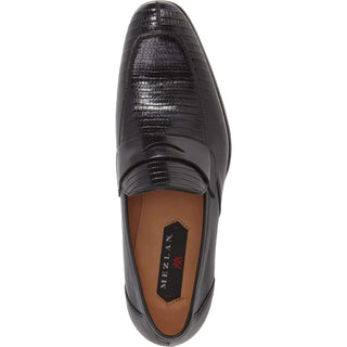 Mezlan Lipari Mens Luxury Shoes Black Lizard Loafers (MZ2154)-AmbrogioShoes