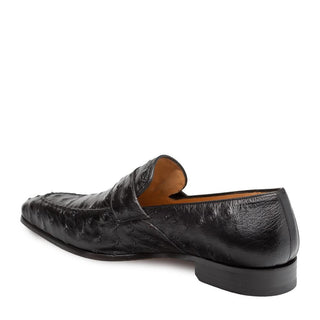 Mezlan Lisbon Men's Shoes Black Ostrich Loafers 4561-S (MZ3128)-AmbrogioShoes