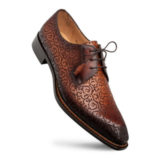 Mezlan Lontani 21039 Men's Shoes Cognac & Rust Embossed Calf-Skin Leather Derby Oxfords (MZ3706)-AmbrogioShoes