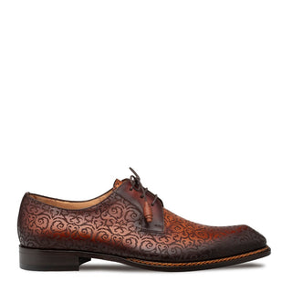 Mezlan Lontani 21039 Men's Shoes Cognac & Rust Embossed Calf-Skin Leather Derby Oxfords (MZ3706)-AmbrogioShoes