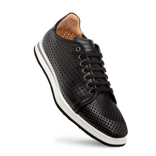 Mezlan Luce 21154 Men's Shoes Black Perforated Calf-Skin Leather Casual Sneakers (MZ3737)-AmbrogioShoes