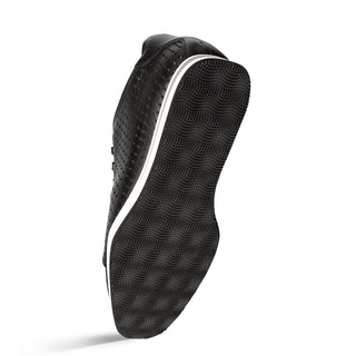 Mezlan Luce 21154 Men's Shoes Black Perforated Calf-Skin Leather Casual Sneakers (MZ3737)-AmbrogioShoes