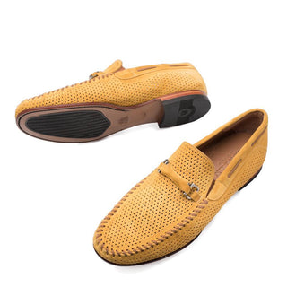 Mezlan Marcello Men's Shoes Mustard Suede Leather Moccasin Loafers 7272 (MZ3154)-AmbrogioShoes