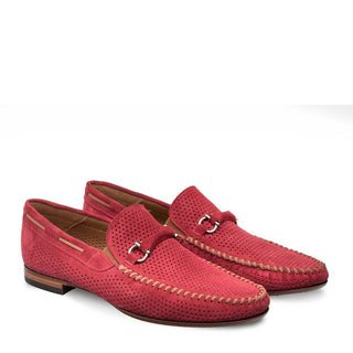 Mezlan Marcello Men's Shoes Red Suede Leather Moccasin Loafers 7272 (MZ3137)-AmbrogioShoes