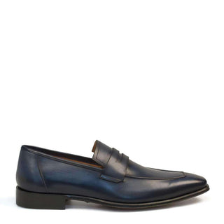 Mezlan Marcus Mens Luxury Shoes Medium Blue Italian Calfskin Loafers 8232 (MZ2372)-AmbrogioShoes