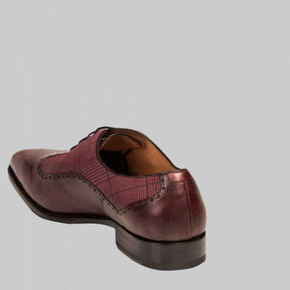 Mezlan Marti Mens Luxury Shoes Burgundy Calfskin & Suede Oxfords (MZW2850)-AmbrogioShoes