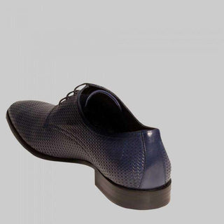 Mezlan Martini Mens Luxury Shoes Blue Calfskin Oxfords (MZW2852)-AmbrogioShoes