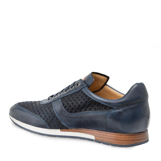 Mezlan Maxim Men's Shoes Blue Texture Print Suede / Calf-Skin Leather Sneakers 9463 (MZ3196)-AmbrogioShoes